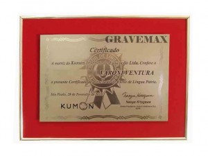 Diploma em Aço DA-2 Certificação do curso Kumon