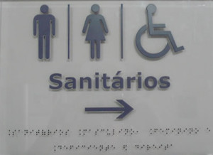 Placa sinalização em Braille Sanitários